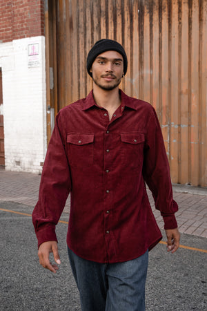 Burgundy Corduroy - Long Sleeve Shirt